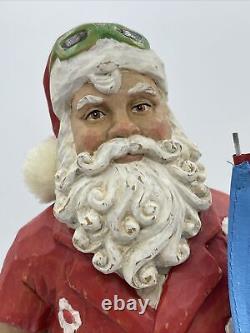 Christmas Coastal Beach Santa Claus Fishing Sailboat Tree Figure Statue 14