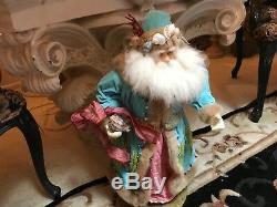 Christmas Coastal Santa Claus 25 Turquoise with Coral and Seashells Excellent