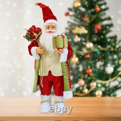 Christmas Doll Standing Santa Claus Figure Decor for Holiday with Gifts Bag