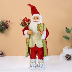 Christmas Doll Standing Santa Claus Figure Decor for Holiday with Gifts Bag