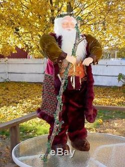 Christmas Gift 4 ft. Santa Claus Figure Detailed W. Rich Handcrafted Vest Fabric