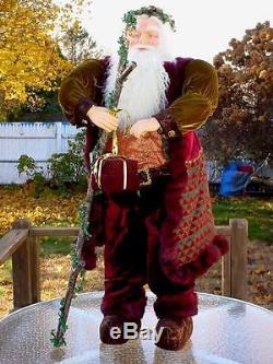 Christmas Gift 4 ft. Santa Claus Figure Detailed W. Rich Handcrafted Vest Fabric