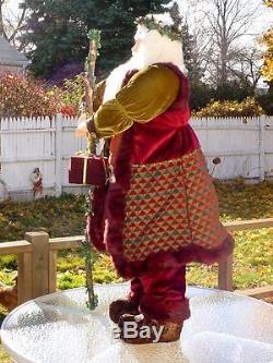 Christmas Gift 4 ft. Santa Claus Figure Detailed W. Rich Handcrafted Vest Fabric