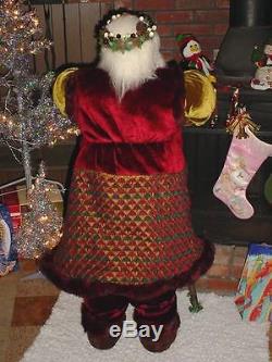 Christmas Gift 4 ft. Santa Claus Figure Detailed W. Rich Handcrafted Vest Fabric