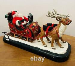 Christmas Holiday Creations Animated Santa Claus Reinderr WithSleigh Works VTG