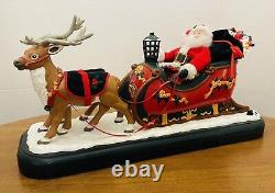 Christmas Holiday Creations Animated Santa Claus Reinderr WithSleigh Works VTG