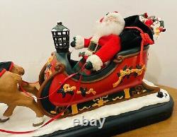 Christmas Holiday Creations Animated Santa Claus Reinderr WithSleigh Works VTG