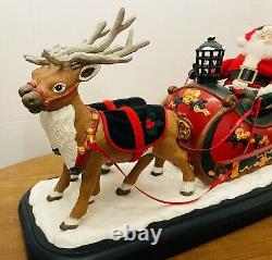 Christmas Holiday Creations Animated Santa Claus Reinderr WithSleigh Works VTG