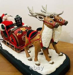 Christmas Holiday Creations Animated Santa Claus Reinderr WithSleigh Works VTG