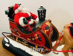 Christmas Holiday Creations Animated Santa Claus Reinderr WithSleigh Works VTG