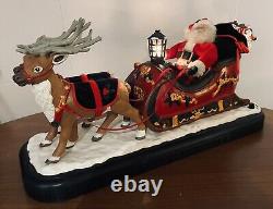 Christmas Holiday Creations Animated Santa Claus Reinderr WithSleigh Works VTG