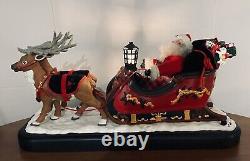 Christmas Holiday Creations Animated Santa Claus Reinderr WithSleigh Works VTG