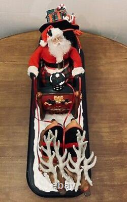 Christmas Holiday Creations Animated Santa Claus Reinderr WithSleigh Works VTG