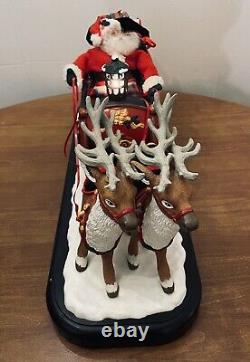 Christmas Holiday Creations Animated Santa Claus Reinderr WithSleigh Works VTG