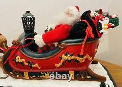 Christmas Holiday Creations Animated Santa Claus Reinderr WithSleigh Works VTG