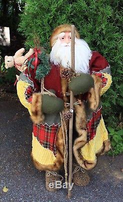 Christmas Large Colorful Santa Claus Holding Toy Sack Gift Bag 36 Tall