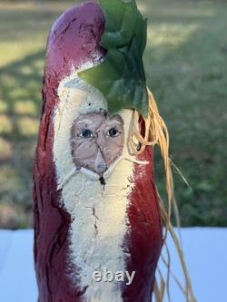 Christmas Santa Claus Cypress Knee Stump 15 Folk Art 90s Decor Signed Louisiana