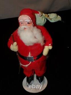 Christmas Santa Claus Figure Vintage Japan Clay Face Mica c931
