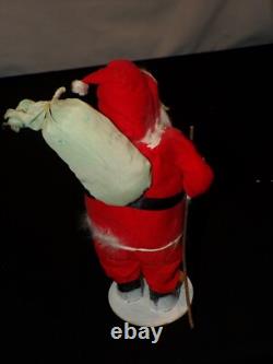 Christmas Santa Claus Figure Vintage Japan Clay Face Mica c931