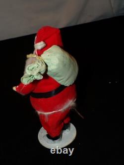 Christmas Santa Claus Figure Vintage Japan Clay Face Mica c931