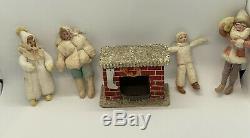 Collection Antique Santa Claus Figures Fireplace For Hanging Hand Painted Faces