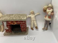 Collection Antique Santa Claus Figures Fireplace For Hanging Hand Painted Faces