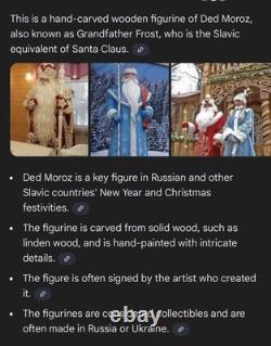 DED MOROZ Santa Claus Figurine 11 Hand Carved Wood RUSSIA Slavik Signed