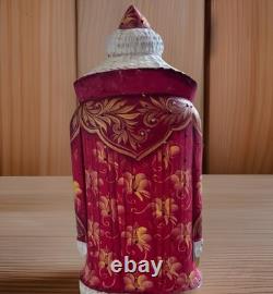DED MOROZ Santa Claus Figurine 11 Hand Carved Wood RUSSIA Slavik Signed