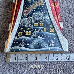 DED MOROZ Santa Claus Figurine 11 Hand Carved Wood RUSSIA Slavik Signed