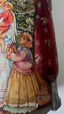 Ded Moroz Russian Santa Figurine 10.75 Christmas Decoration Hand Painted Carved