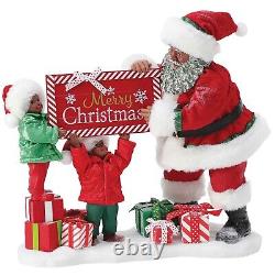 Dept. 56 Possible Dreams African American Santa Claus 10.5in Figurine Kids Sign