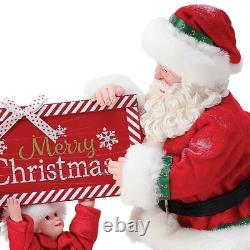 Dept. 56 Possible Dreams Santa Claus Figurine Merry Christmas Sign Kids 6013916