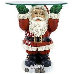Design Toscano Santa Claus Sculptural Glass-Topped Holiday Table