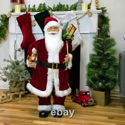 E76470 36 Traditional Standing Santa Claus Christmas Figure with Teddy Bear and