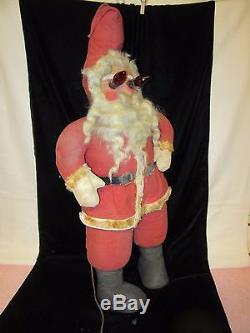 Early 20th Century Large Stuffed Santa Claus with Red Light Bulb Eyes UNUSUAL