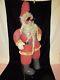 Early 20th Century Large Stuffed Santa Claus With Red Light Bulb Eyes Unusual
