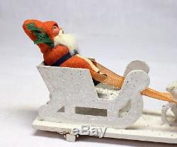 Early Composition SANTA CLAUS with REINDEER & SLEIGH Made in GERMANY with Box