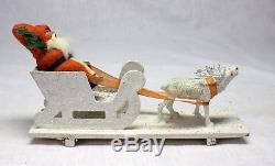 Early Composition SANTA CLAUS with REINDEER & SLEIGH Made in GERMANY with Box
