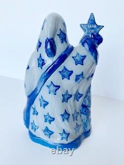 Eldreth Pottery Santa Claus 2000 with star 8 1/4 Salt Glazed Cobalt Figure