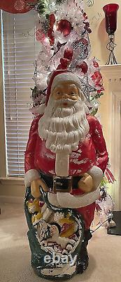Empire Plastic 1968 Blow Mold Santa Claus With Sack Of Toys 48 Christmas NICE