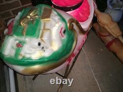 Empire Santa Claus in Sleigh Sled & reindeer Blow Mold Local Pick up Only 1970