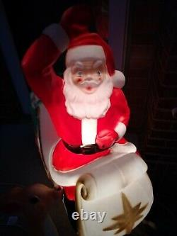 Empire Santa Claus in Sleigh Sled & reindeer Blow Mold Local Pick up Only 1970