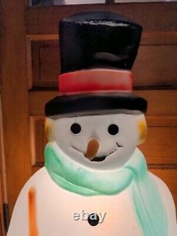 Empire Snowman Blow Mold Pipe Broom Plastic Lighted 39 Tall 1990s