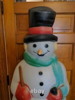 Empire Snowman Blow Mold Pipe Broom Plastic Lighted 39 Tall 1990s