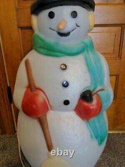 Empire Snowman Blow Mold Pipe Broom Plastic Lighted 39 Tall 1990s