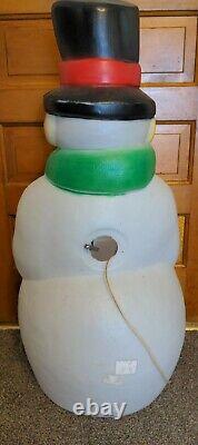 Empire Snowman Blow Mold Pipe Broom Plastic Lighted 39 Tall 1990s