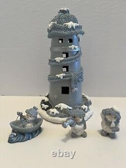 Encore 2000 Snow Buddies Snowville Lighthouse #94933 Rare 3 Mini Figures