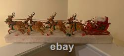 Epic Mid-Century Christmas Santa Claus In Sleigh with8 Reindeer On Foam Display