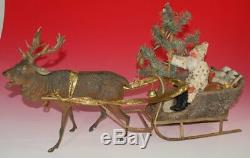 Erzgebirge 23.6 inch of sledge team with Santa Claus germany at 1880/1890