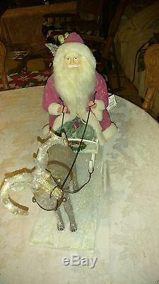 Estate Sale Xlarge Christmas Santa Claus With Reindeer And Sleigh Set Brand New